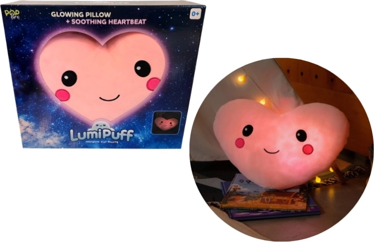 Lumipuff Plush Light-Up Heart Pillow