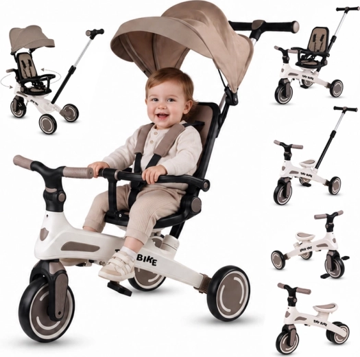 Otroški tricikel Tiny Bike 5 v 1, ki raste z otrokom – Rjava