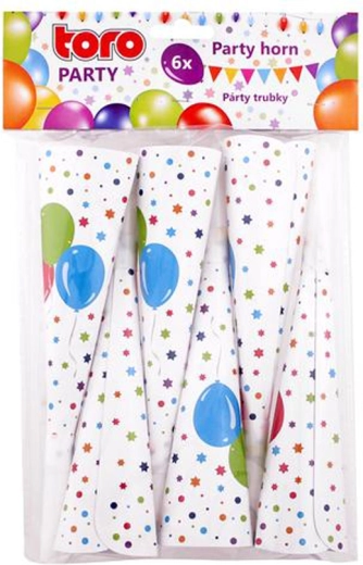 Papirnate zabavne trobente 19 cm, 6 kosov