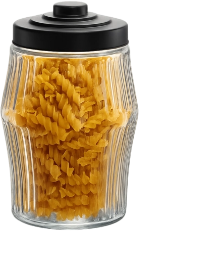 Steklena posoda 2,8 l s črtastim vzorcem in kovinskim pokrovom