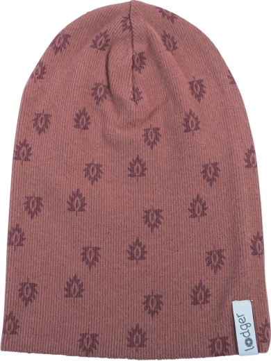 Lodger bombažna kapa Beanie print rib rosewood (1–2 leti)