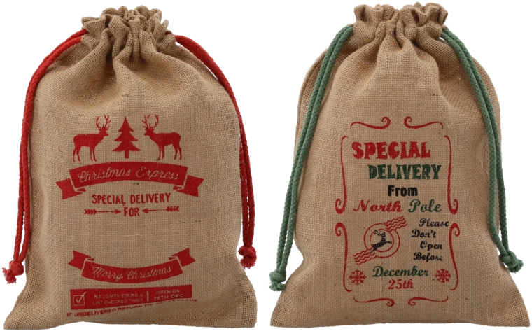 Jutasta darilna vrečka 28 × 40 cm, mešanica vzorcev, pakiranje 10 kos