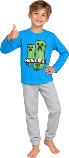 Children's Minecraft Blue and Gray Pajamas