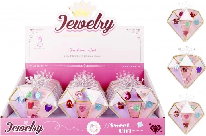 Komplet otroških prstančkov v diamantni škatlici