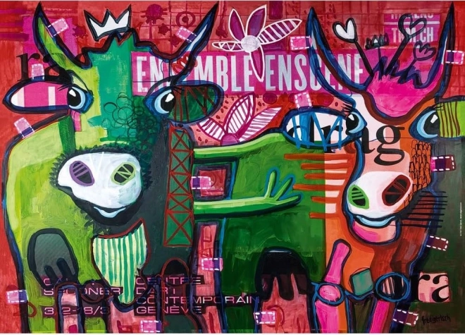 Sestavljanka HEYE Črtaste krave 1000 koščkov