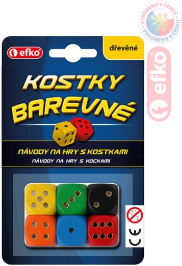 EFKO wooden colored dice (6 pcs)