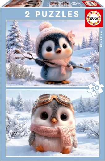 Sestavljanka EDUCA ljubki pingvini 2×20 koščkov
