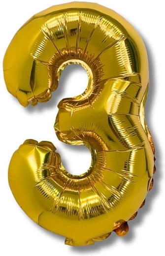 Foliasti balon številka 3 zlata 40 cm