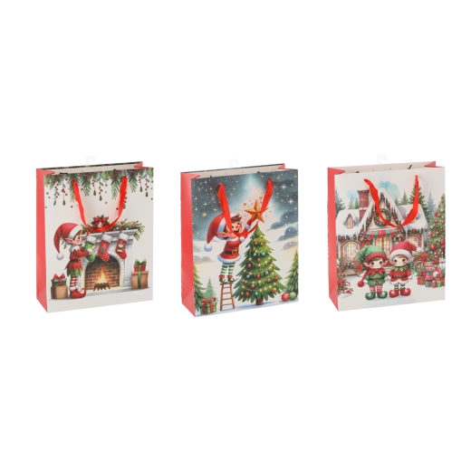 Darilna vrečka božični škrat 26 × 32 × 10 cm