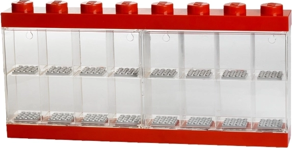 Zbirateljska vitrina za 16 LEGO minifigur – rdeča