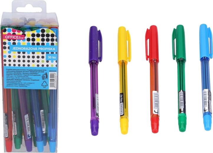 Enkratni kemični svinčnik z modrim polnilom, 30 kosov v škatli