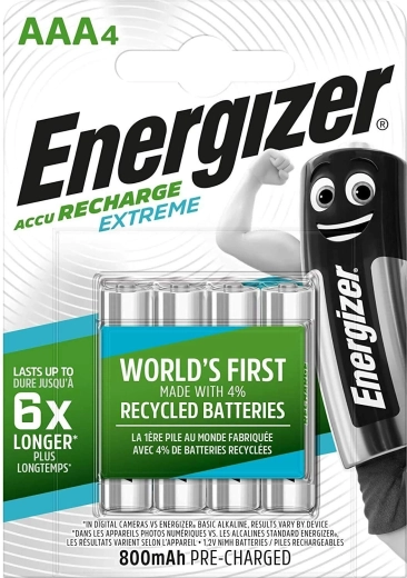 Polnilne baterije Energizer Extreme AAA 800 mAh – 4 kosi