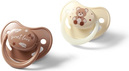 BabyOno silikonski anatomski dudiji 0–6 m, 2 kosa (dnevni + svetleči)