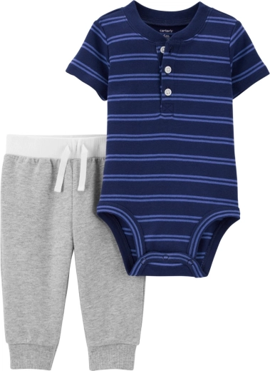 Carter's 2-delni komplet za fantke – bodi s kratkimi rokavi in trenirka Blue Stripes – NB/vel. 56
