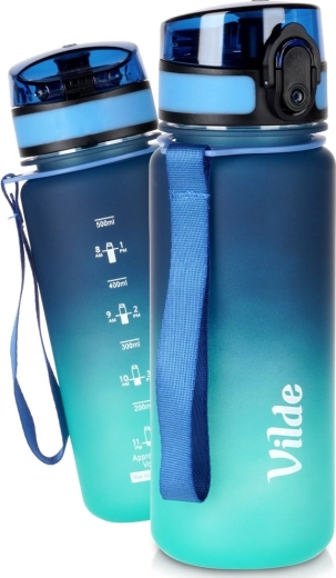 Steklenica za vodo Vilde 500 ml modro-turkizna z merilno skalo