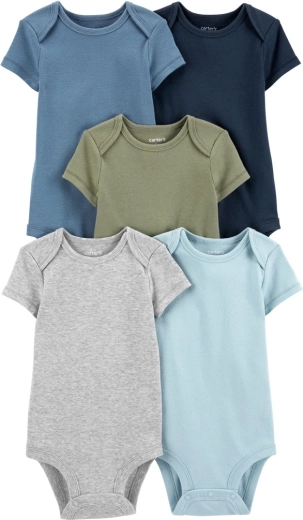 Carter’s baby short-sleeve bodysuits, monochrome, 5 pcs, size 56 (NB), for boys