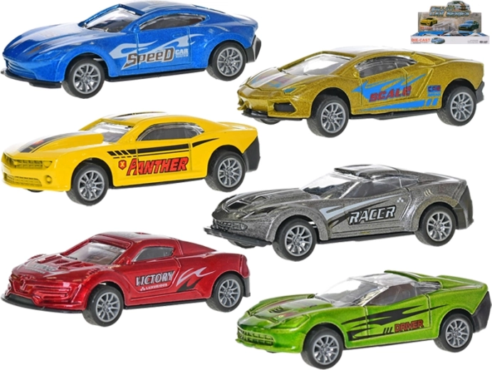 Kovinski športni avtomobilček z vzvratnim mehanizmom 8 cm