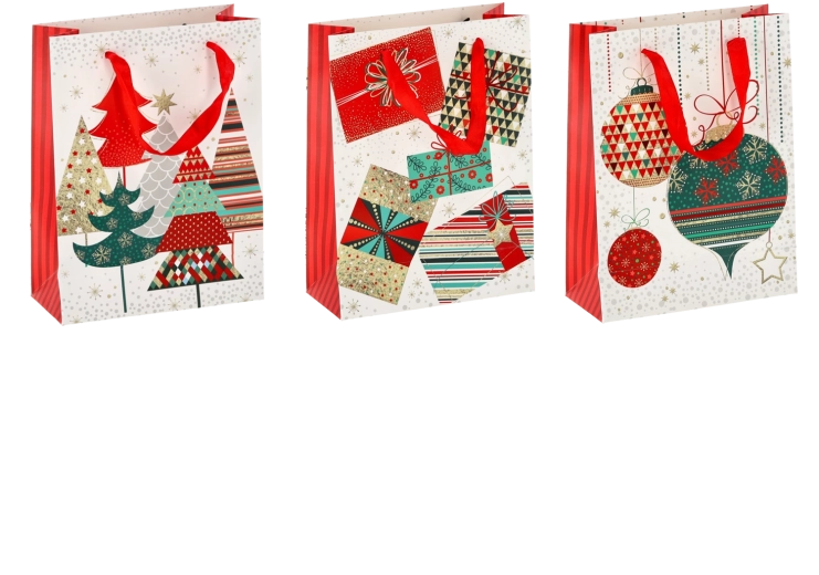 Božična darilna vrečka 18 × 24 × 8 cm, set 12 kos