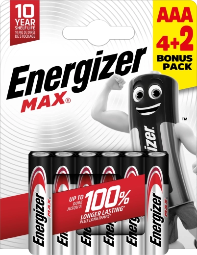 Energizer Max AAA alkalne baterije 6 kosov (4+2 brezplačno)