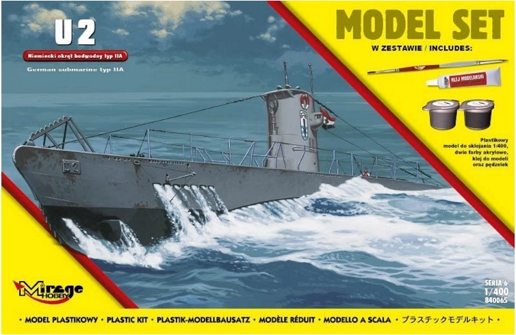 Model podmornice U-Boot tipa IIA U2 v merilu 1:400 – komplet za sestavljanje