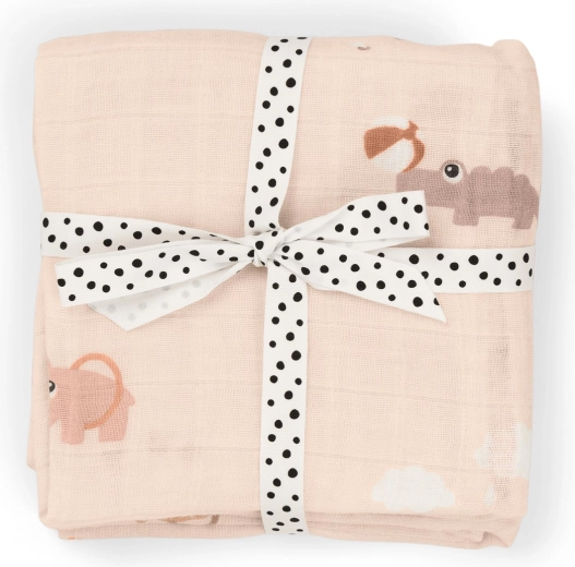 Done by Deer muslinaste plenice Playground rožnate – 3 kosi