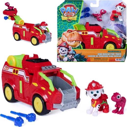 Spin Master Tačke na patrulji film Dino Rescue – gasilsko vozilo Marshall 20 cm s figuricami in izstrelki