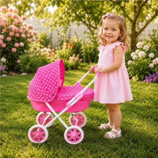 Otroški voziček za punčke New Baby Anička roza