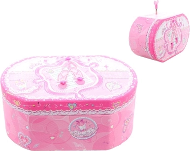 Rožnata glasbena škatlica za nakit z balerino