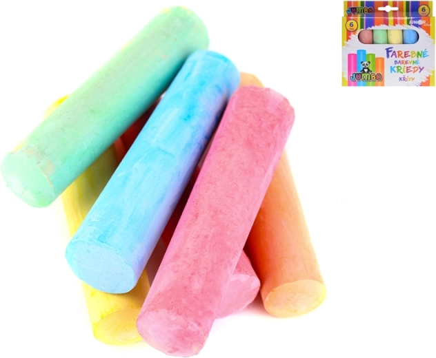Barvne jumbo krede za otroke 10 cm (set 6 kos)