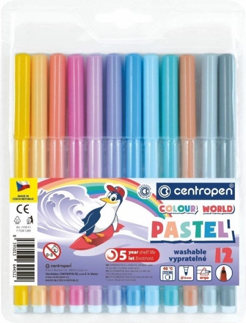 CENTROPEN pastelni flomastri, 12 barv – pastel