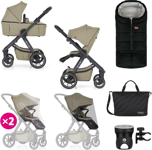 Petite&Mars комбинированная коляска Icon 2в1 mossy green