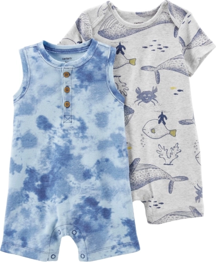Carter's poletni bodiji s kratkimi rokavi Grey Ocean za dečke, 2 kosa