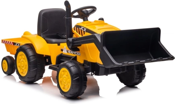 Električni otroški traktor s prikolico – rumen