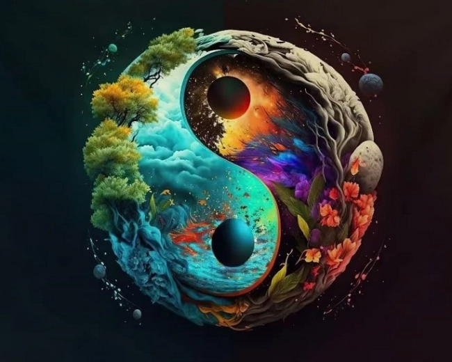 Diamantno slikanje Jin in jang Zemlja 30 × 40 cm