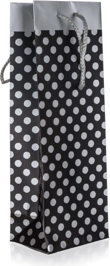 Darilna vrečka za steklenico s srebrnimi pikami 12 × 35 × 9 cm