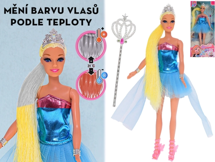 Punčka z lasmi, ki spreminjajo barvo, in dodatki 29 cm