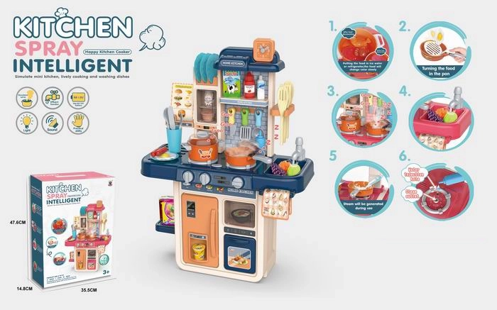 Otroška kuhinjica 63 cm modra, 42 delov