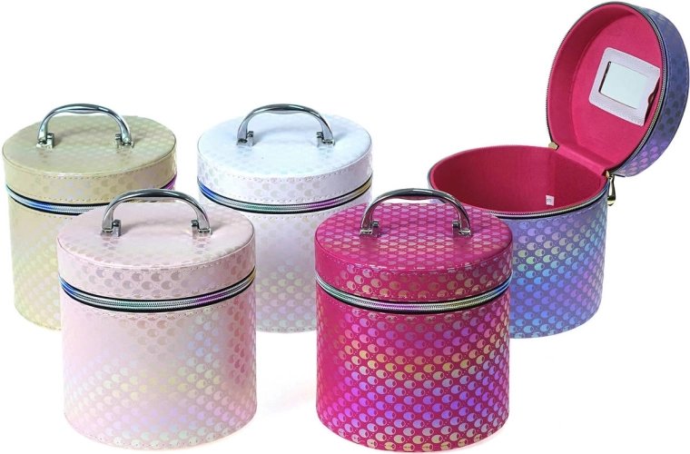 ADAR children's cosmetic case with mirror, zip closure, size M, metallic shine - 1 piece