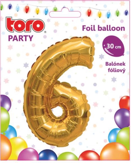 Foliasti balon številka 6, 30 cm, zlati TORO