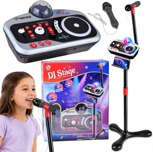 Otroška DJ konzola DJ Stage s karaoke mikrofonom, Bluetoothom in disko kroglo