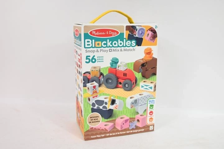 Melissa & Doug Blockables na kmetiji – lesena konstrukcijska gradbena igra
