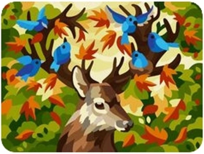 Norimpex Slikanje po številkah Jelen z ptički 40 × 50 cm