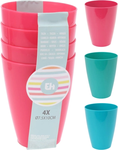 Plastični kozarček, mešanica barv, 4 kosi