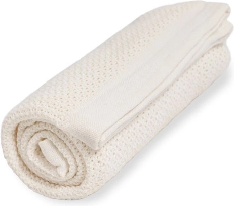 Vinter & Bloom odeja iz organskega bombaža Soft Grid Pearl White