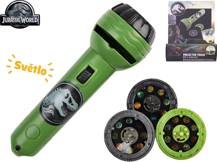 Projekcijska svetilka JURASSIC WORLD s 24 dinozavrovimi slikami