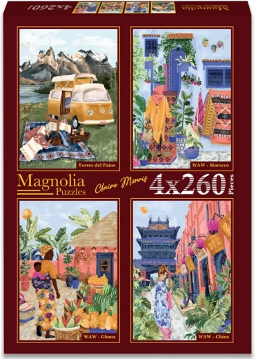 Magnolia puzzle Torres del Paine, Maroko, Gana in Kitajska 4 × 260 kosov