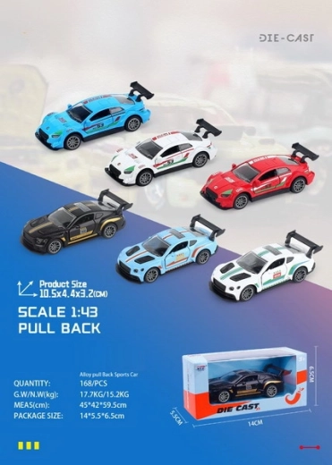 Kovinski dirkalni avtomobilček 10,5 cm z vzvratnim pogonom