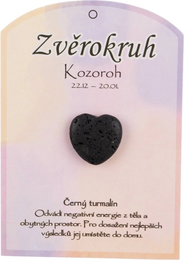 Črni turmalin (skoril) – polirano srce, talisman za znamenje Kozoroga