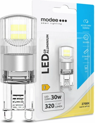 LED žarnica G9 2,6 W toplo bela aluminij MODEE