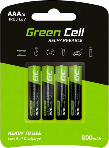 Green Cell AAA HR03 polnilne baterije 800 mAh, komplet 4 kos